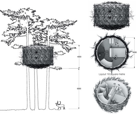 学校树木鸟巢设计图图片