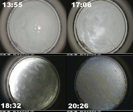2011年5月22日大學城全天攝像頭四個不同時次的影像。來源：中山大學大氣探測實驗室