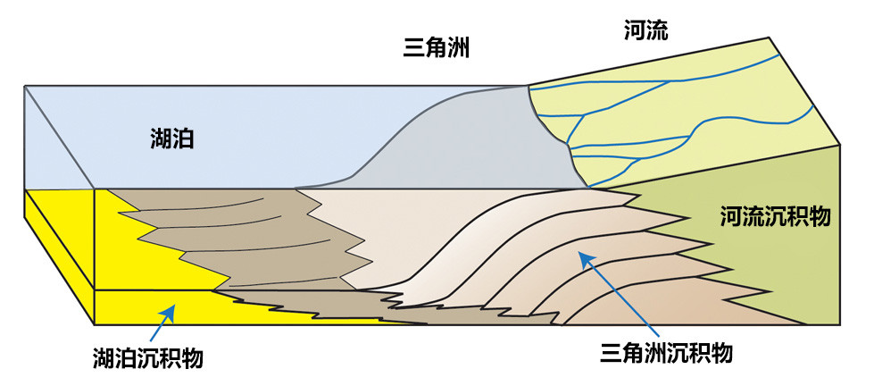 在水流速度减缓的地方,泥沙便会沉积下来,构成一个三角洲.